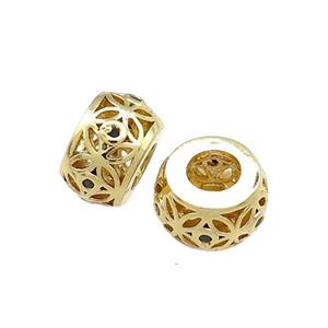 Copper Rondelle Beads Pave Zircon Gold Plated, approx 10mm [FN38977]