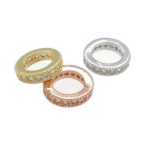 Copper Rondelle Beads Pave Zircon Rings Mixed, approx 12mm [FN39002]