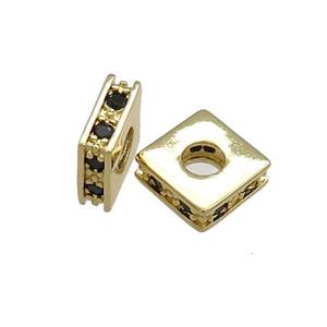 Copper Square Beads Pave Zircon Gold Plated, approx 10x10mm [FN39004]
