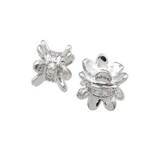 Copper Beadcaps Pave Zircon Double Platinum Plated, approx 10mm [FN39008]