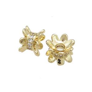 Copper Beadcaps Pave Zircon Double Gold Plated, approx 10mm [FN39009]