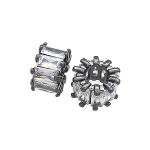 Copper Tube Beads Pave Zircon Black Plated, approx 10.5mm [FN39018]