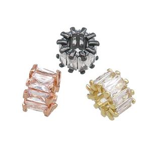 Copper Tube Beads Pave Zircon Mixed, approx 10.5mm [FN39019]