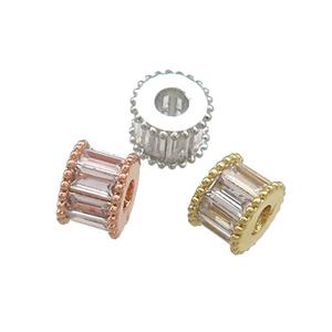 Copper Tube Beads Pave Zircon Mixed, approx 7mm [FN39023]