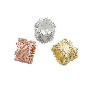 Copper Tube Beads Pave Zircon Large Hole Mixed, approx 10mm [FN39035]