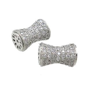 Copper Bamboo Beads Pave Zircon Platinum Plated, approx 9-14mm [FN39040]