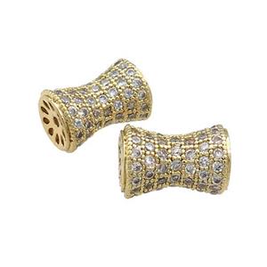 Copper Bamboo Beads Pave Zircon Gold Plated, approx 9-14mm [FN39041]