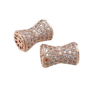Copper Bamboo Beads Pave Zircon Rose Gold, approx 9-14mm [FN39042]