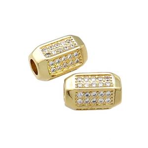 Copper Tube Beads Pave Zircon Gold Plated, approx 8.5-14mm [FN39049]