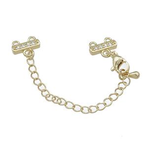 Copper CordEnd Pave Zircon Gold Plated, approx 6-11mm, 6cm length [FN39099]