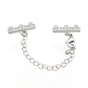 Copper CordEnd Pave Zircon Platinum Plated, approx 6-18.5mm, 6cm length [FN39101]