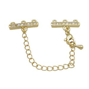 Copper CordEnd Pave Zircon Gold Plated, approx 6-18.5mm, 6cm length [FN39102]