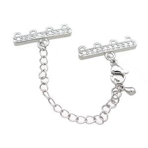 Copper CordEnd Pave Zircon Platinum Plated, approx 6-21mm, 6cm length [FN39104]