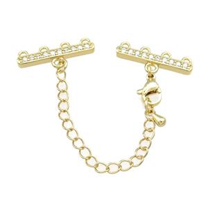 Copper CordEnd Pave Zircon Gold Plated, approx 6-21mm, 6cm length [FN39105]