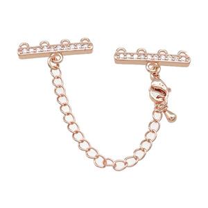 Copper CordEnd Pave Zircon Rose Gold, approx 6-21mm, 6cm length [FN39106]