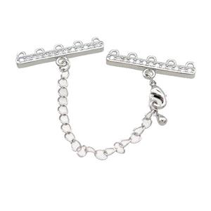 Copper CordEnd Pave Zircon Platinum Plated, approx 6-26mm, 6cm length [FN39107]