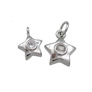 Copper Star Pendant Pave Zircon Platinum Plated, approx 8mm [FN39110-8MM]