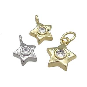 Copper Star Pendant Pave Zircon Mixed, approx 10mm [FN39112-10MM]