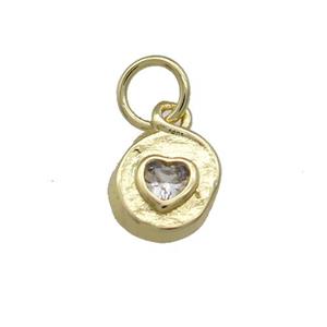 Copper Heart Pendant Pave Zircon Hammered Gold Plated, approx 7-8mm [FN39114]