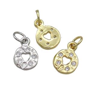 Copper Circle Pendant Pave Zircon Hammered Mixed, approx 8mm [FN39118]