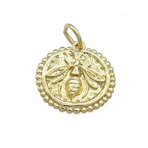 Copper Honeybee Charms Pendant Hammered Gold Plated, approx 14mm [FN39127]