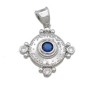 Copper Circle Pendant Pave Zircon Platinum Plated, approx 19mm [FN39134]