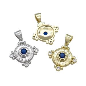 Copper Circle Pendant Pave Zircon Mixed, approx 19mm [FN39136]
