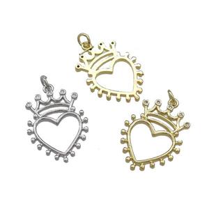 Copper Crown Pendant Pave Zircon Heart Mixed, approx 18-23mm [FN39139]