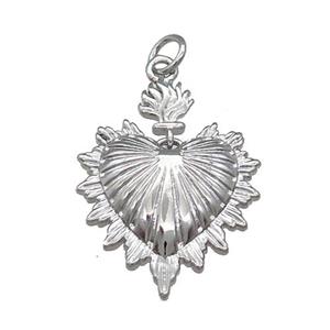 Copper Sacred Heart Pendant Platinum Plated, approx 19mm, 6mm [FN39143]