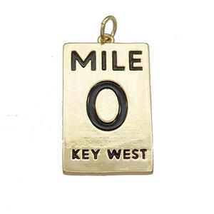 Copper Rectangle 0Mile Key West Black Enamel Gold Plated, approx 15-25mm [FN39153]