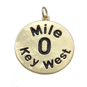 Copper Circle 0Mile Key West Black Enamel Gold Plated, approx 23mm [FN39154]