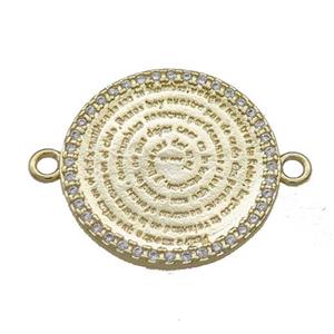 Copper Circle Prayer Connector Pave Zircon Religious Gold Plated, approx 22mm [FN39164]