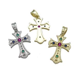 Copper Cross Pendant Pave Zircon Mixed, approx 20-26mm [FN39174]