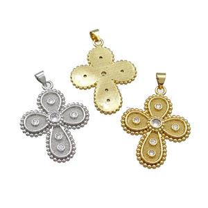 Copper Cross Pendant Pave Zircon Mixed, approx 25-30mm [FN39180]