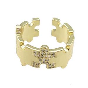 Copper Rings Pave Zircon Gold Plated, approx 10mm, 18mm dia [FN39184]