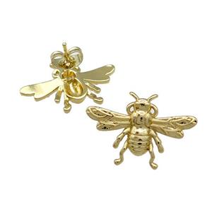 Copper Honeybee Stud Earring Gold Plated, approx 18-26mm [FN39189]