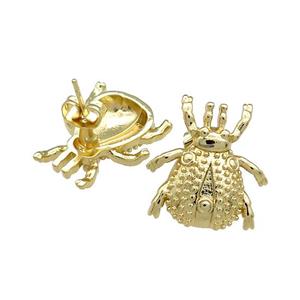 Copper Beetle Stud Earrings Gold Plated, approx 18mm [FN39190]