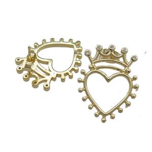 Copper Crown Stud Earring Pave Zircon Gold Plated, approx 18-22mm [FN39191]