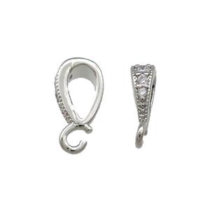 Copper Bail Pave Zircon Platinum Plated, approx 5-7mm, 3mm hole [FN39196]