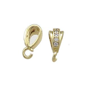 Copper Bail Pave Zircon Gold Plated, approx 4-6mm, 3mm hole [FN39200]