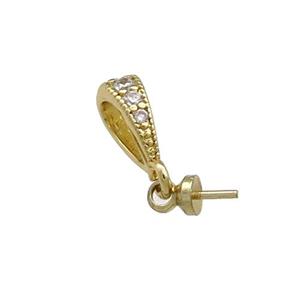 Copper Bail Pave Zircon Gold Plated, approx 4-7mm, 3mm hole [FN39207]