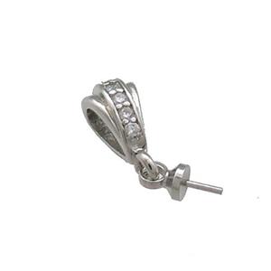 Copper Bail Pave Zircon Platinum Plated, approx 4-7mm, 3mm hole [FN39208]