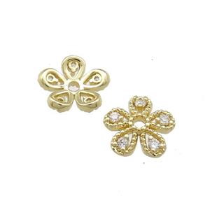 Copper Beadcaps Pave Zircon Gold Plated, approx 8mm [FN39214]