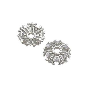 Copper Beadcaps Pave Zircon Platinum Plated, approx 8mm [FN39215]