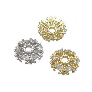 Copper Beadcaps Pave Zircon Mixed, approx 8mm [FN39217]