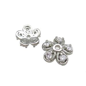 Copper Beadcaps Pave Zircon Platinum Plated, approx 8mm [FN39218-8MM]