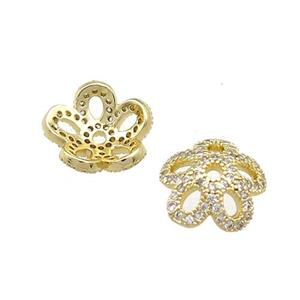 Copper Beadcaps Pave Zircon Gold Plated, approx 11mm [FN39222]