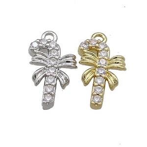 Christmas Candy Cane Copper Pendant Pave Zircon Mixed, approx 8.5-13mm [FN39240]