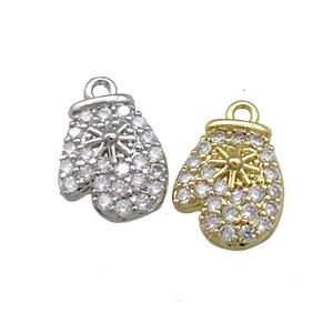 Christmas Mittens Copper Pendant Pave Zircon Mixed, approx 9.5-12.5mm [FN39246]