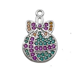 Christmas Gift Charms Copper Pendant Pave Zircon Platinum Plated, approx 12-17mm [FN39250]